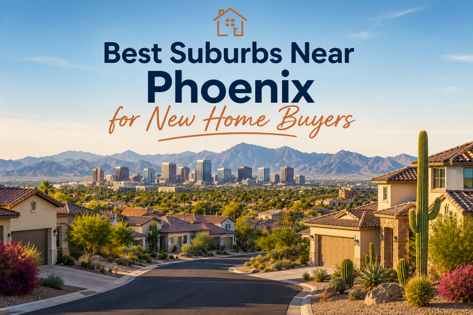 Beautiful Arizona desert landscape with mountains and suburban development